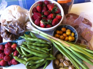 Farmers Market Haul with Ground Cherries from a friend's garden, foraged Loquats, Coutry Pate and Pork Rinds